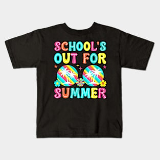 Last Day Of School Graduation Groovy Schools Out For Summer Kids T-Shirt